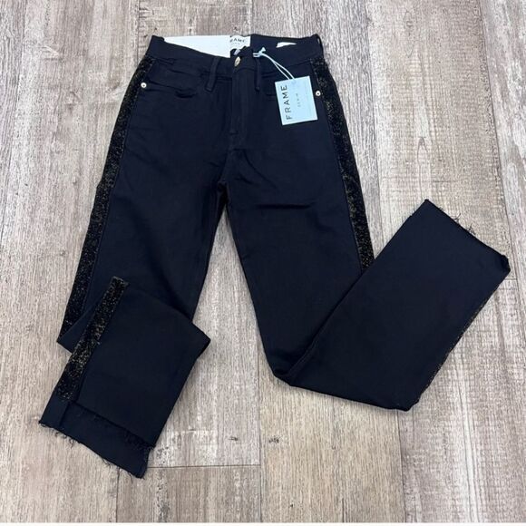 Frame Le High Straight Glitter stripe jeans - Picture 2 of 4